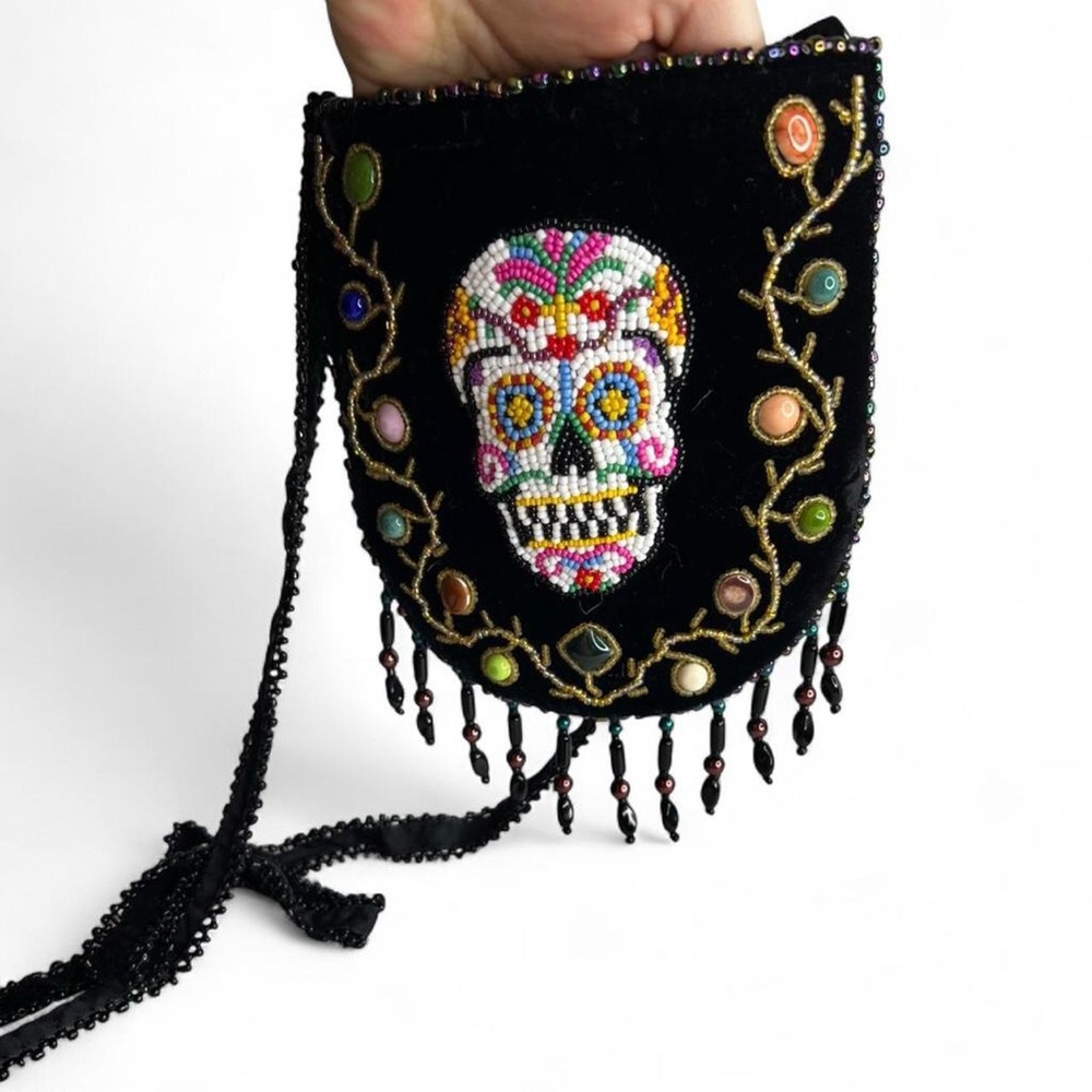 Day of the Dead Beaded Velvet Crossbody